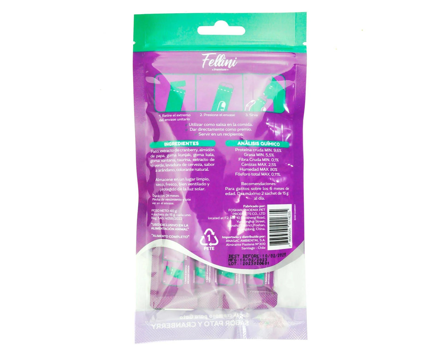 Fellini Creamy urinary Pato-cranberry (4 tubos 15g) 60g