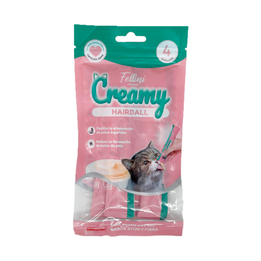 Fellini Creamy hairball atun-fibra (4 tubos 15g) 60g