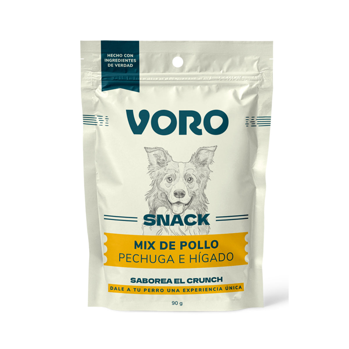 Voro snack sabor mix pollo, pechuga e hígado 90g